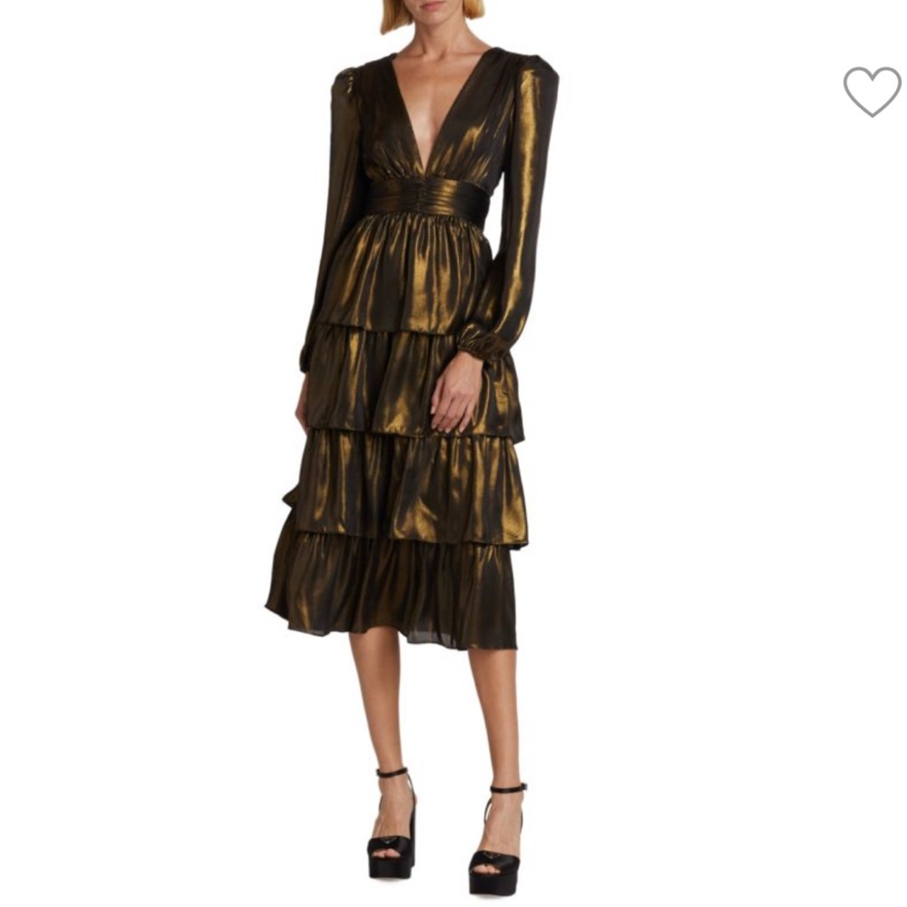 NWOT Elegant Metallic Tiered Dress